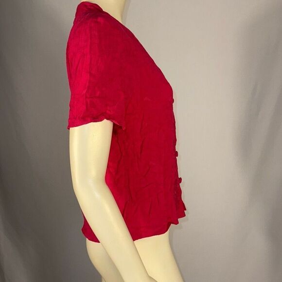 NWT Vintage Magenta Embroidered Short Sleeve Button Down Shirt Size 10 - Picture 6 of 9